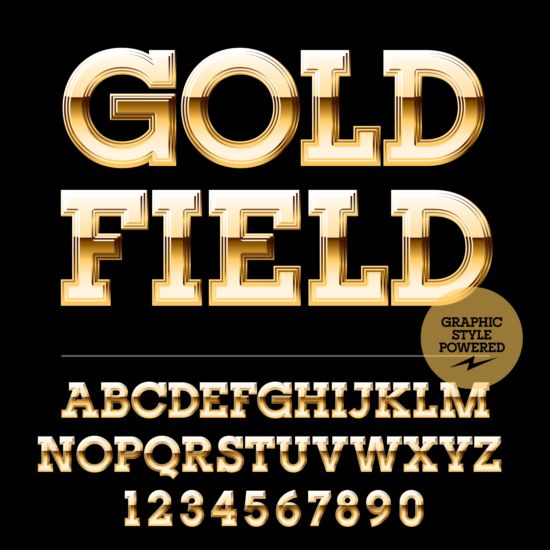 Shining golden number with alphabets vector 07