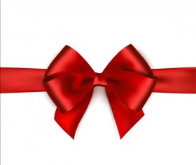 Shiny red ribbon bows vector set 01