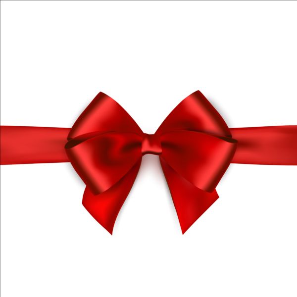 Shiny red ribbon bows vector set 01