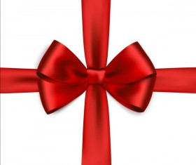 Shiny red ribbon bows vector set 02