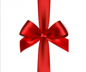 Shiny red ribbon bows vector set 03