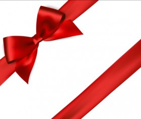 Shiny red ribbon bows vector set 04