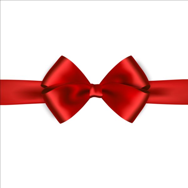 Shiny red ribbon bows vector set 07