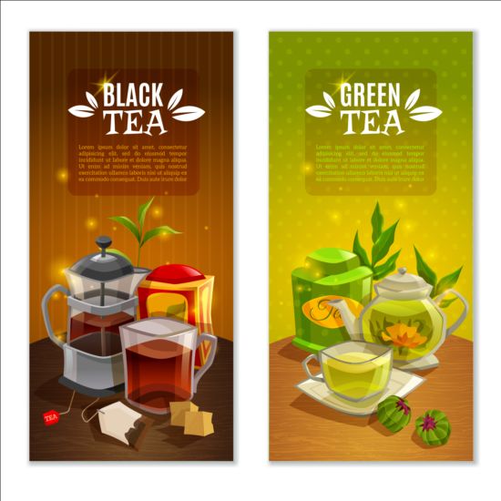 Shiny tea vertical banner vector