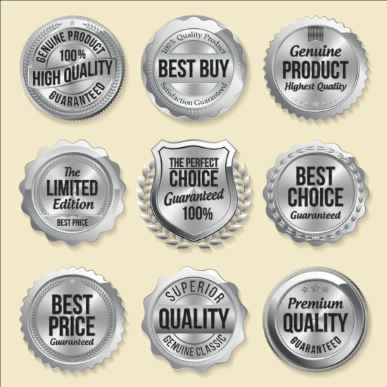 Silver badges vector design