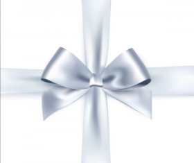 Silver ribbon bows vector 01