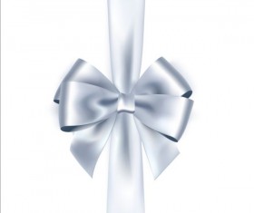 Silver ribbon bows vector 02