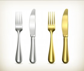 Silver with golden knife and fork