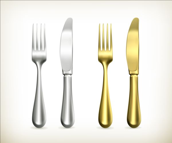 Silver with golden knife and fork