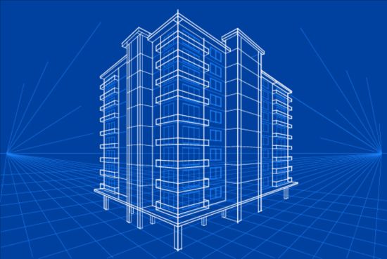 Simple blueprint building vectors design 02