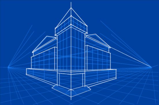 Simple blueprint building vectors design 07