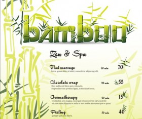 Spa price menu with bamboo vector 02