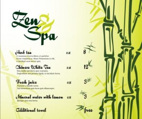 Spa price menu with bamboo vector 03