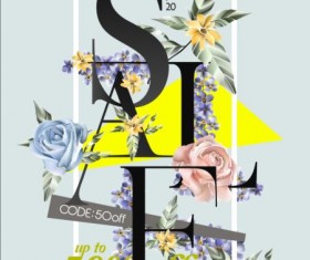 Spring sale poster with flowers vector 03