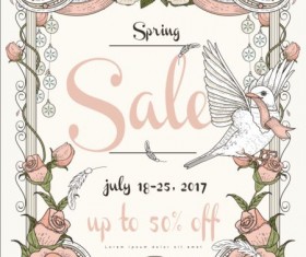 Spring sale poster with flowers vector 04
