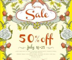 Spring sale poster with flowers vector 05