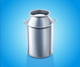 Stainless steel milk pail vector