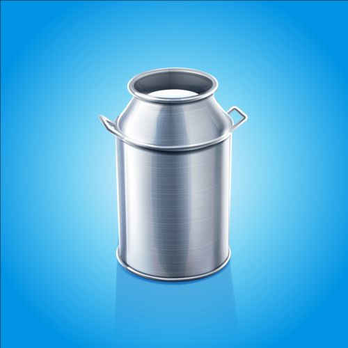 Stainless steel milk pail vector