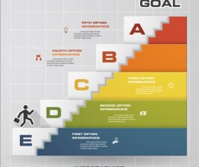Stairs flight with business infographic vector 02
