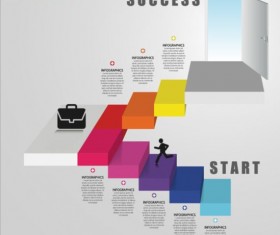 Stairs flight with business infographic vector 03