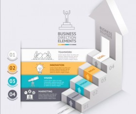 Stairs flight with business infographic vector 04