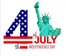 Statue of Liberty with Independence Day background vector 01