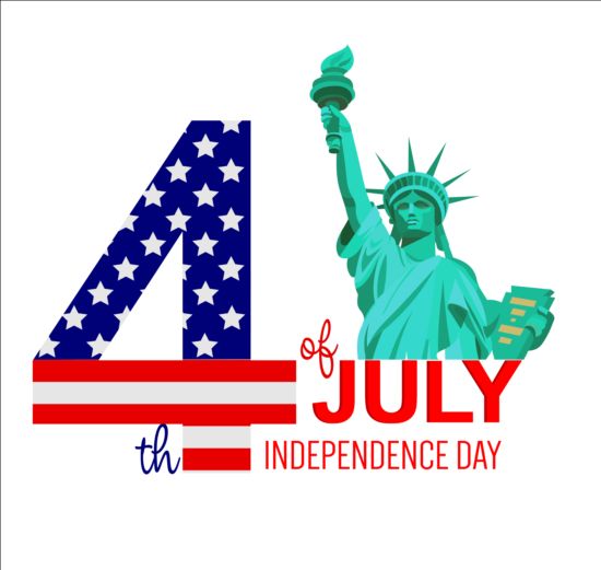 Statue of Liberty with Independence Day background vector 01