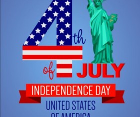 Statue of Liberty with Independence Day background vector 02