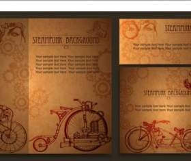 Steampunk cards retro vector
