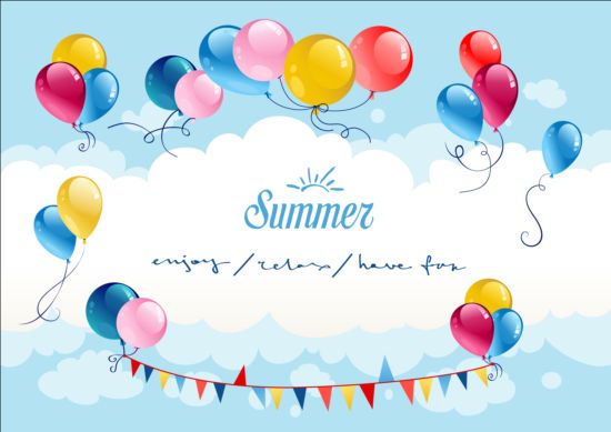 Summer background with balloon vector