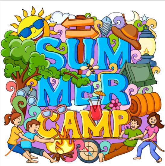 Summer camp doodle vector illustration 01