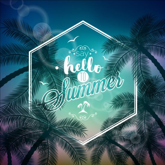 Summer holiday background with plam tree vector