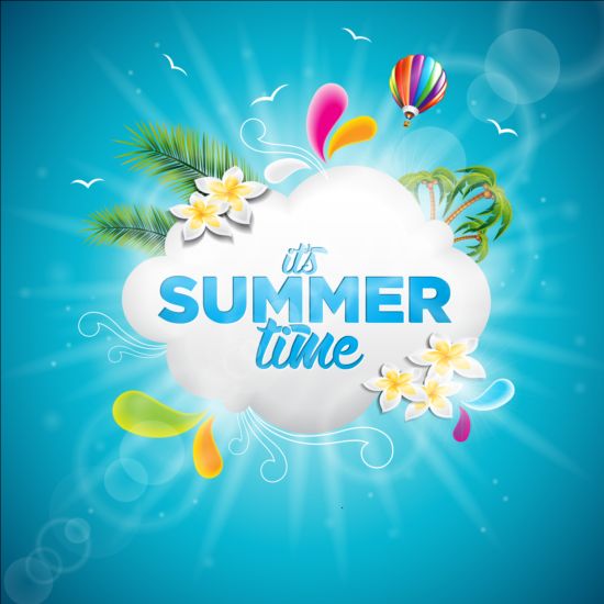Summer holiday beach travel vectors background 01