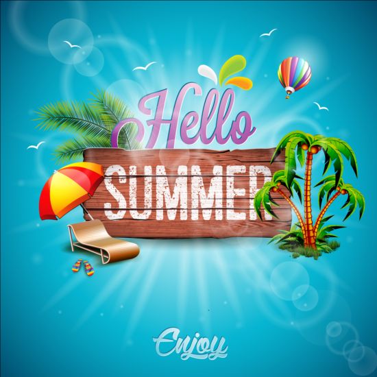 Summer holiday beach travel vectors background 04