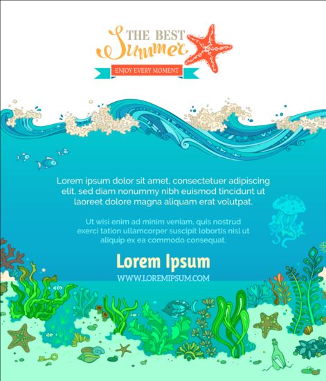 Summer holiday with sea background vectors 03