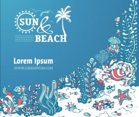 Summer holiday with sea background vectors 06