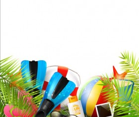 Summer holidays beach with white background vector 01