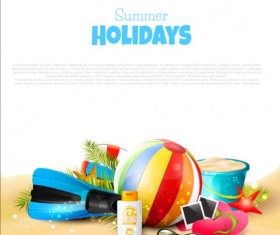 Summer holidays beach with white background vector 02