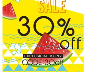 Summer sale poster with watermelon vector