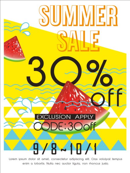 Summer sale poster with watermelon vector