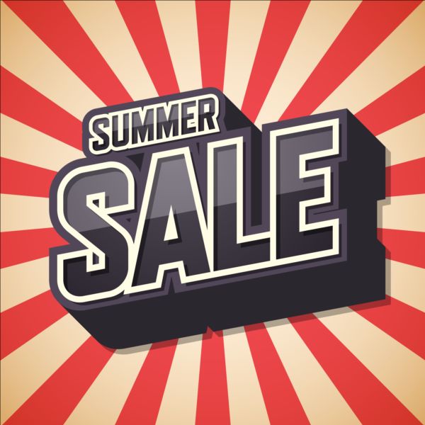 Summer sale text with cartoon background vector