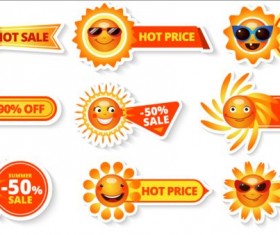 Sun with summer discount banner vector 02
