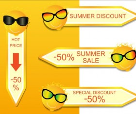 Sun with summer discount banner vector 03