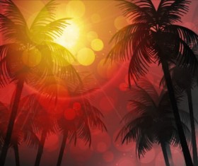 Sunlight with palm trees vector background 01