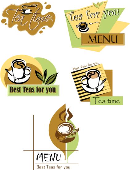 Tea menu logos design vector