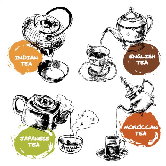 Teapot hand drawn vector material