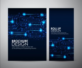 Tech style brochure cover template vector 01