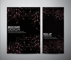 Tech style brochure cover template vector 03