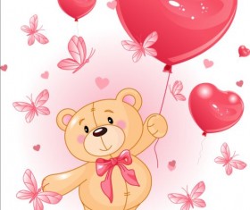 Teddy bear with heart balloon vector