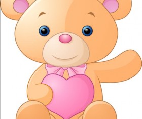 Teddy bear with pink heart vector 03
